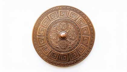Fototapeta premium Intricate bronze wall decor with a Greek key pattern.