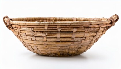 Handwoven wicker basket with handles,  rustic charm.