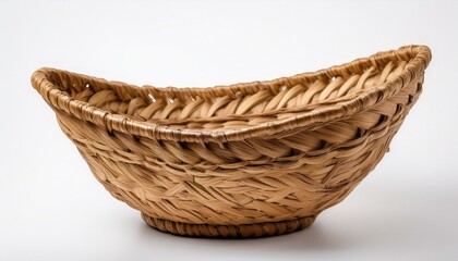 Rustic woven basket, light brown hues, handcrafted detail.
