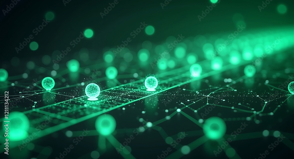 Poster abstract green network data visualization graphic