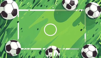 Soccer Field with Balls Surrounding Center Circle