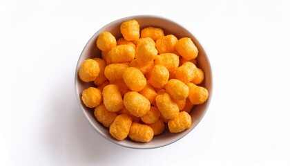 Bowl of crunchy, cheesy puffs. Perfect snack!