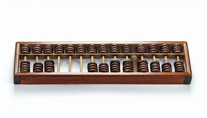 Antique wooden abacus on white background.