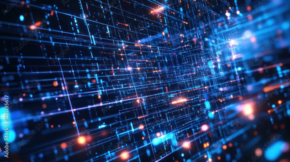 Aufkleber abstract digital network: a visualization of data flow and connectivity