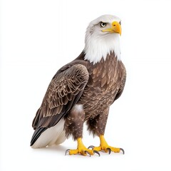 Fototapeta premium Majestic bald eagle standing proudly with striking features highlighting its natural beauty and power.