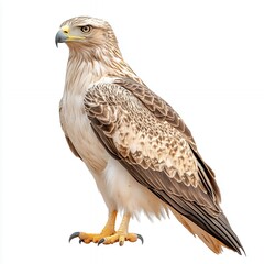Obraz premium Majestic hawk displaying its beauty with striking brown and white feathers in a powerful pose