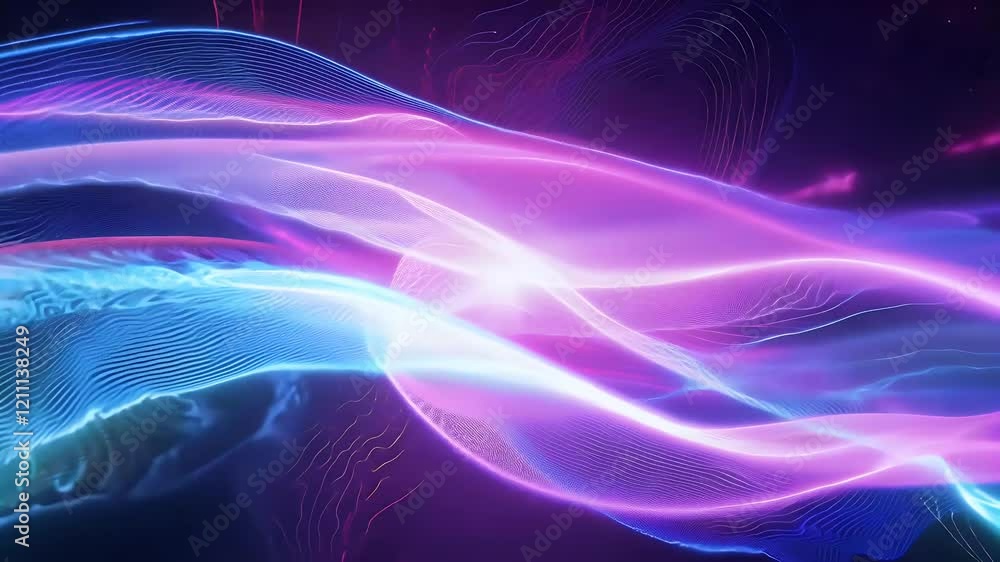Wall mural visually captivating animation featuring vibrant plasma like energy waves flowing seamless video ly 