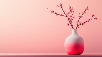 Chinese New Year, cherry blossoms blooming with copy space, symbolizing a bloom of romantic luck: embracing beautiful love.