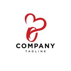 Letter O Red Love Logo Icon Vector