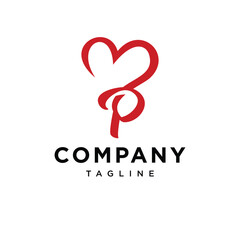 Letter P Red Love Logo Icon Vector