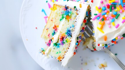 A fun confetti cake with colorful sprinkles baked into a festive design