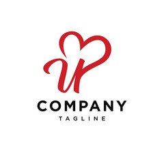 Letter U Red Love Logo Icon Vector