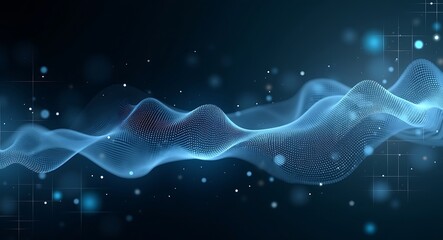Naklejka premium Abstract Blue Wave Particle Background Image