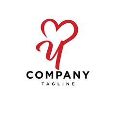 Letter Y Red Love Logo Icon Vector