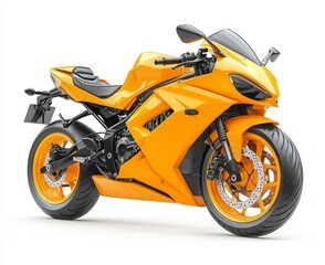 Obraz premium Yellow modern sports motorcycle isolated on a white background, detailed photograph.