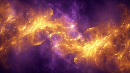 Abstract Cosmic Nebula Swirling Gold Purple Hues