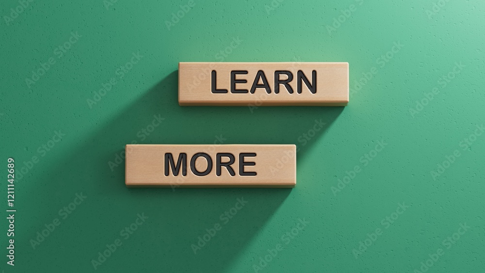 Poster learn more symbol. concept word learn more on wooden blocks.business and learn more concept. wooden 