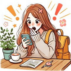 woman use phone  with a cup of coffee