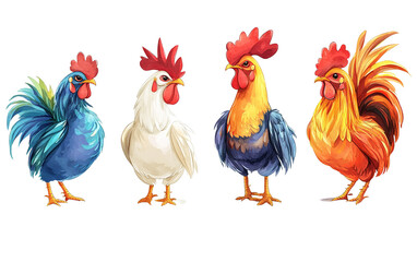 Fototapeta premium Set of Village chicken available on transparent background.PNG