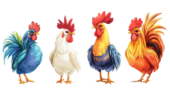 Set of Village chicken available on transparent background.PNG