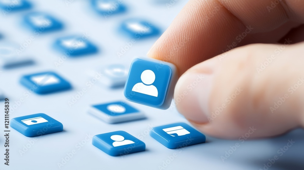 Poster finger initiates action on a keyboard key, closeup of digital interaction in modern technology.