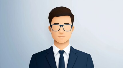 Confident businessman in formal suit and glasses, a portrait of professionalism 