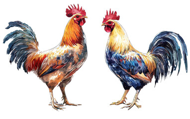 Fototapeta premium Set of Village chicken available on transparent background.PNG