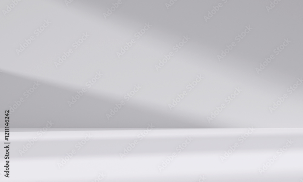 Wall mural abstract white studio room with light and shadow from window background for product display presenta