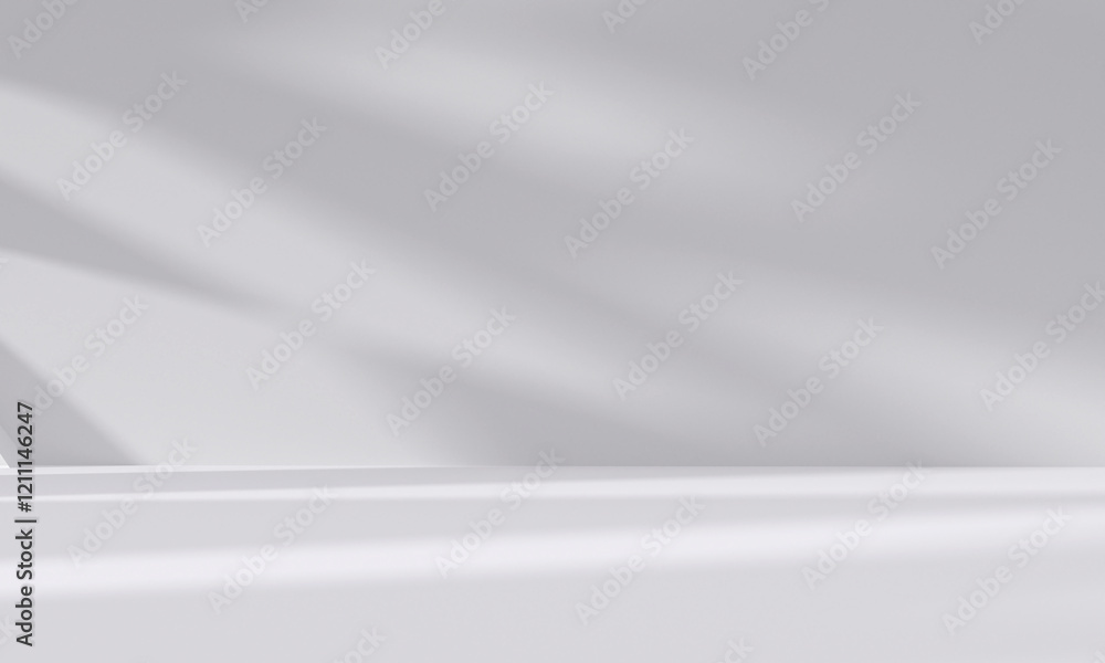 Wall mural abstract white studio room with light and shadow from window background for product display presenta