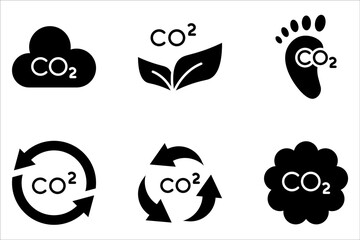 co2 reduction icons set. Reduce co2 gas icon set. Carbon reduction sign on white background