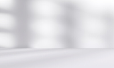 abstract white studio room with light and shadow from window background for product display presentation