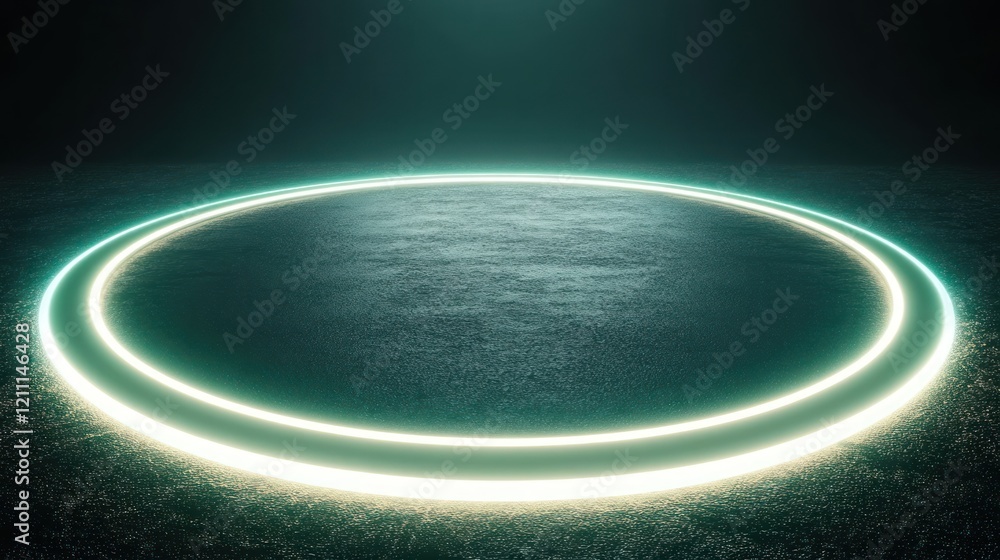Aufkleber abstract glowing circle on a textured surface with dark background and light reflections