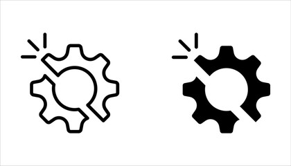 Disruption icon set. Simple creative element. broken gear symbol on white background