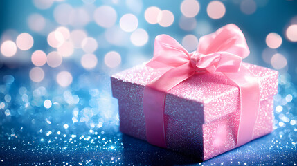 Fototapeta premium Romantic Display of Pink Glitter Gift Box