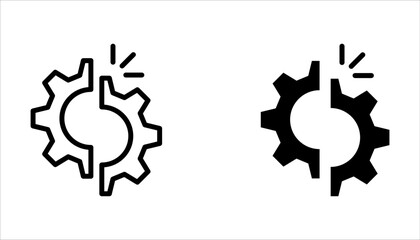 Disruption icon set. Simple creative element. broken gear symbol on white background