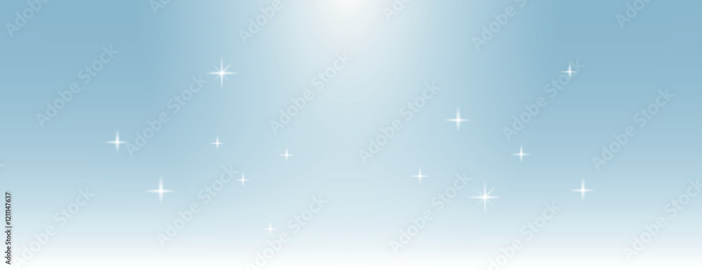 Poster a light blue background with a gradient effect. the background features white star-like sparkles on 