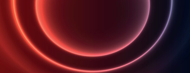 Abstract background with glowing red and black circles. The background features a smooth red gradient with a sleek, modern texture. Gradient neon background vector. Red background.