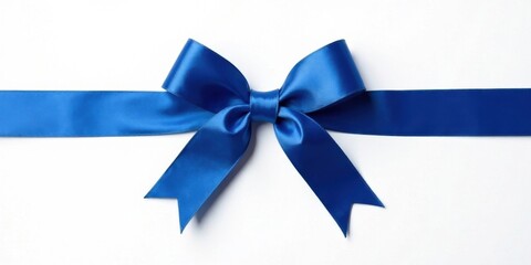 A vibrant blue satin ribbon elegantly tied into a perfect bow, creating a sophisticated and festive visual