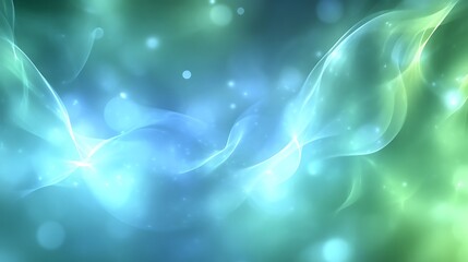 Abstract Teal Green Flowing Light Waves Background