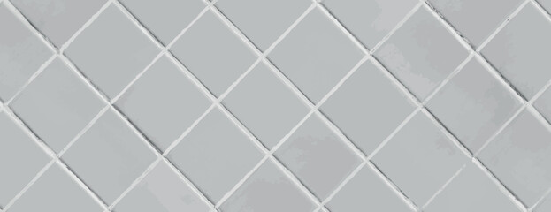 White background with a tiled pattern. The background features a white, glossy texture with diamond-shaped tiles. Clean and minimalist. Tile pattern background vector. White background.