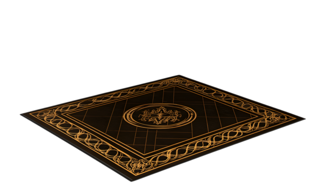 A durable floor mat with a geometric pattern and anti-slip backing, displayed centrally on a transparent background for a practical and stylish appearance 