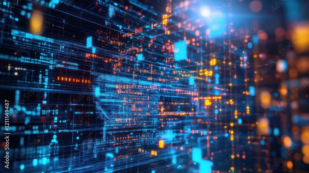Poster abstract digital data stream: a visual representation of cyberspace