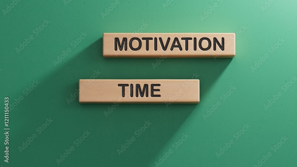 Poster motivation time symbol. concept word motivation time on wooden blocks.business and motivation time c
