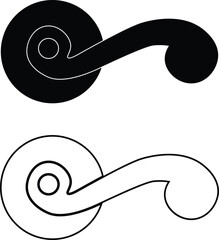 Door handles icon set. Locks handles on the door in the house, hotel. Black flat and line vector collection isolated on transparent background. Metal items interior symbols doorknob realistic.