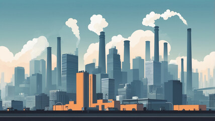 Obraz premium AI generative. Flat design of air pollution in the city illustration. 13