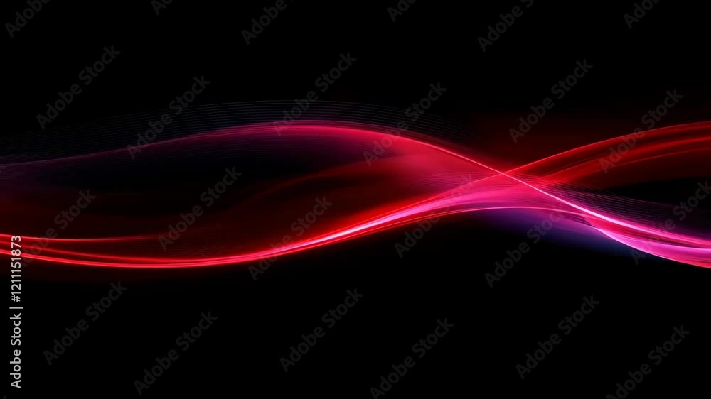 Poster dynamic abstract waves in motion with red and pink glowing lines