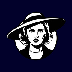 Vintage Style Illustration of a Woman with Hat