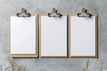 Blank Clipboards on Gray Surface for Creative Presentation Ideas