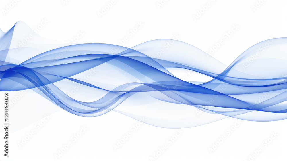 Poster soft blue waves flow gracefully across white background, creating serene and calming effect. smooth 