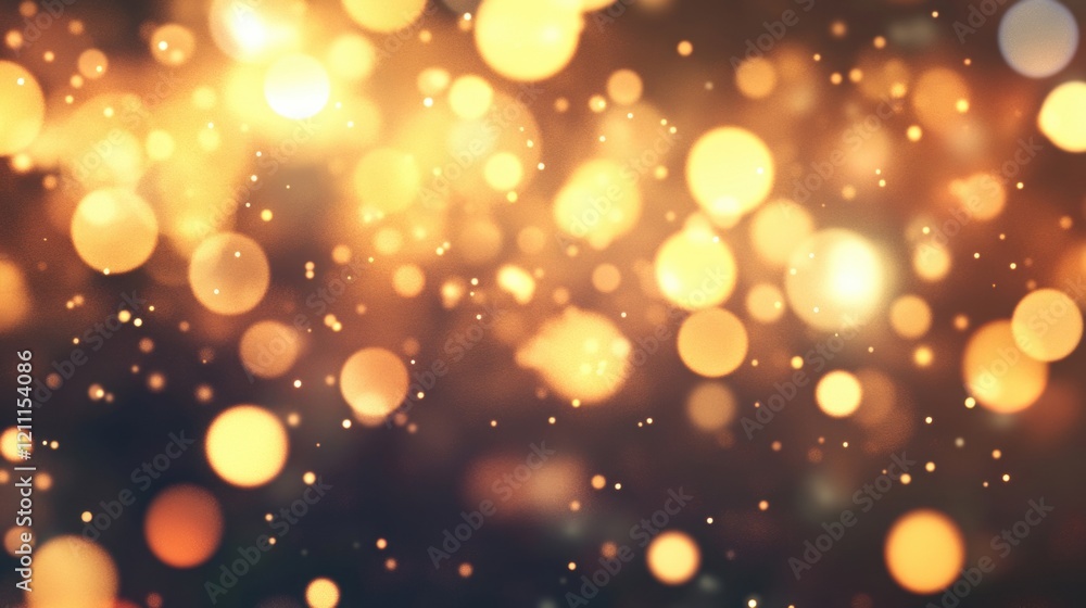 Poster sparkling golden bokeh light particles dance against a soft backdrop, adding elegance and warmth to 